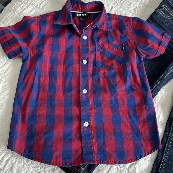 4T b’gosh jeans, DNKY but not plaid, short sleeve boys shirt - Picture 2 of 11